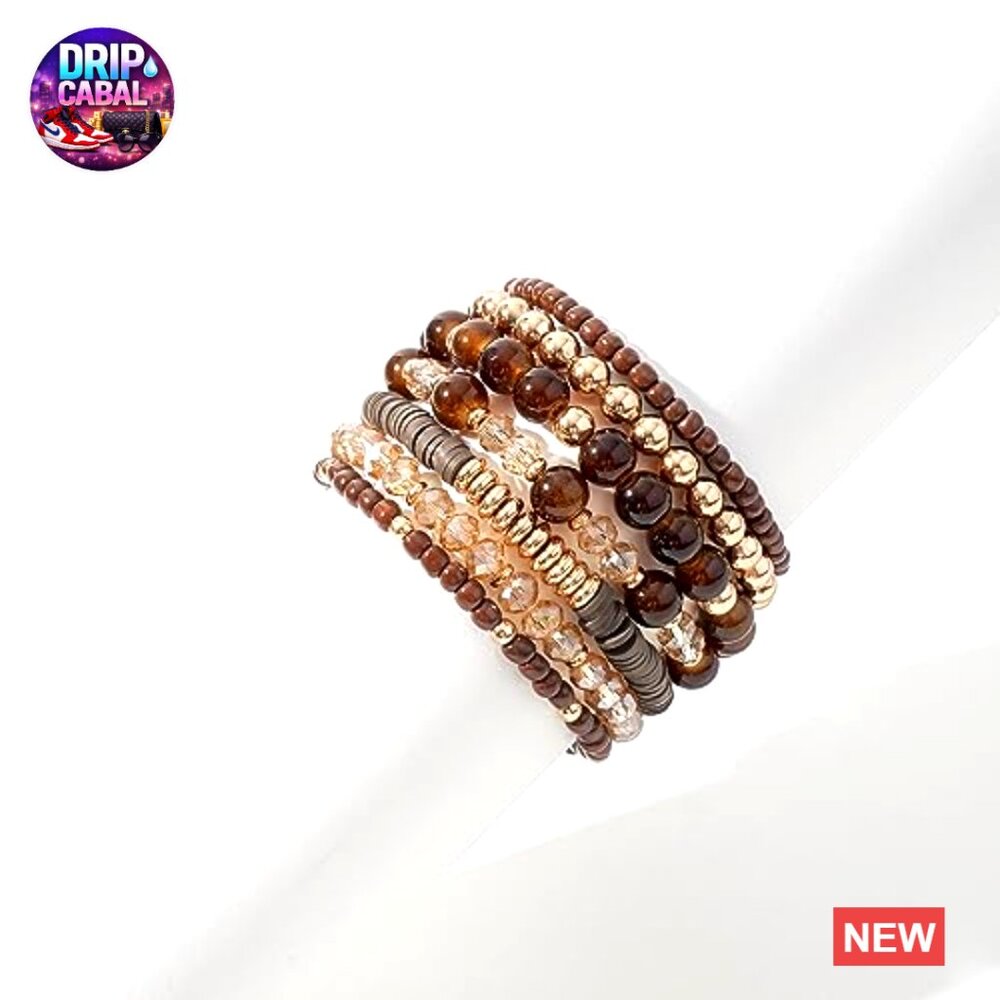 Boho Stretch Bead Bracelets Stackable Layering Go… - image 2